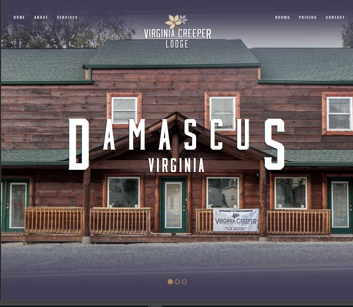 Screenshot of Virginia Creeper Lodge website
