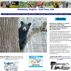 Screenshot of Damascus,VA website