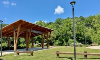 Covered pavilion at a Damascus town park
