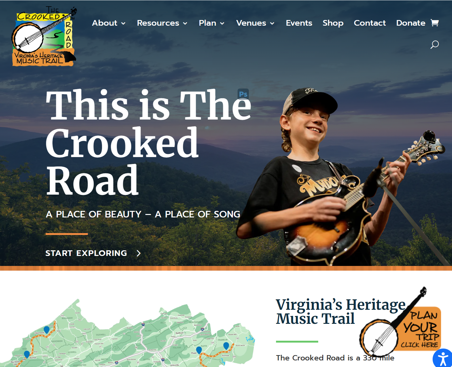 Screenshot of Crooked Road Website