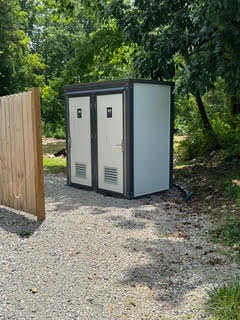 Private bathhouse building at Laurel Creek RV Park
